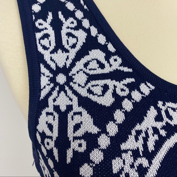 Romeo & Juliet Couture Navy White Knit Fit & Flare Mini Dress - Picture 4 of 10